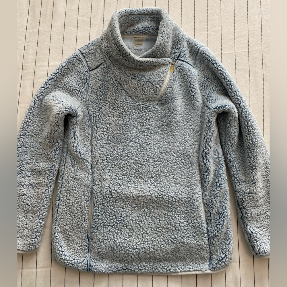 St. John’s Bay Women’s Active Plush Faux Fur Blue Pullover Sweater Size Small
